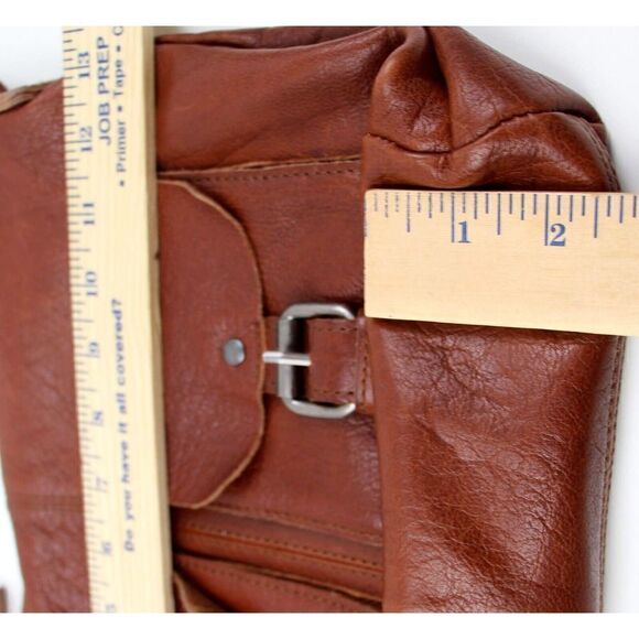 SPIKES & SPARROW BROWN GENUINE LEATHER SHOULDER BAG X-BODY ZIP TOP HANDBAG PURSE - Picture 11 of 11